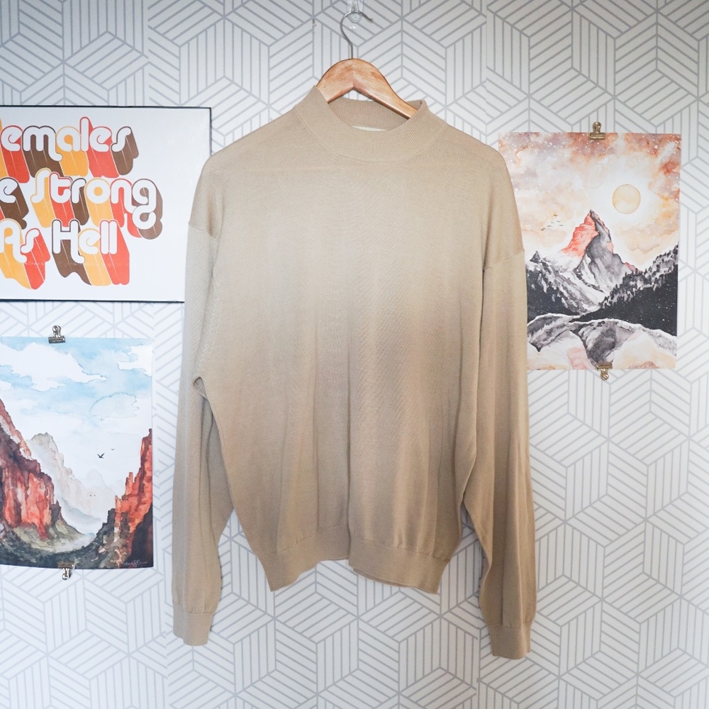 Pronto Uomo Silk Cotton Beige Mock Turtleneck XL